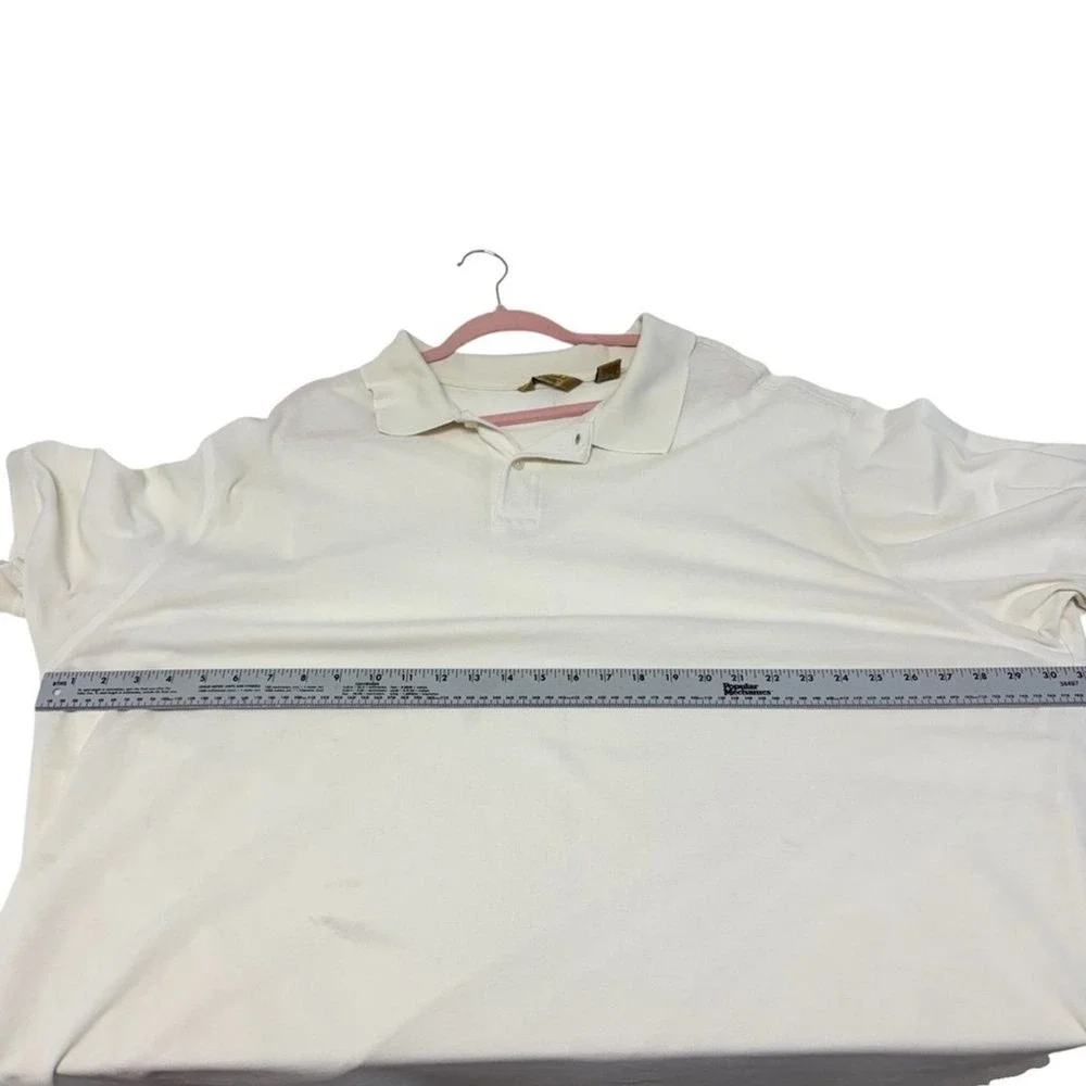 Roundtree & Yorke Gold Label Mens 4X Cream White Performance Pique Cotton Polo